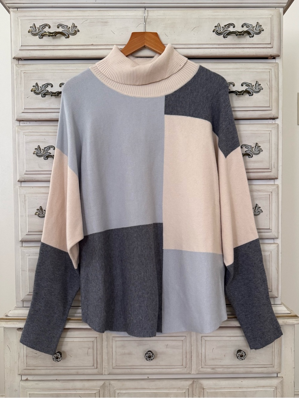 Colorblock Turtleneck Sweater